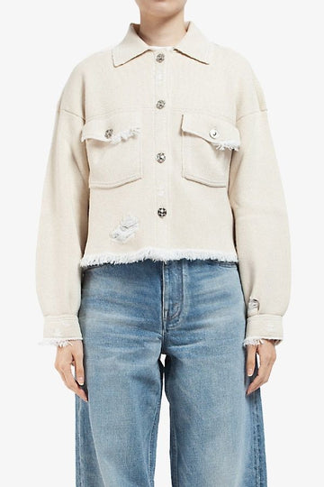 BARRIE Cashmere-Baumwolle Fransen Denim Jacke C85258 139 1421 139105008