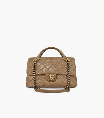 CHANEL Brown Top Handle Flap Bag 23867 146373964