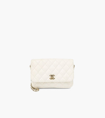 CHANEL Weiße Klappen-Kette Schultertasche 25763 146374620
