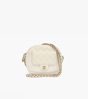 CHANEL White Cosmetic Chain Shoulder Bag 23234 146376529