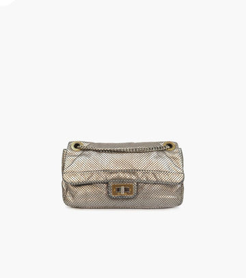 CHANEL Silver Punched 2.55 Shoulder Bag 4020 146373772