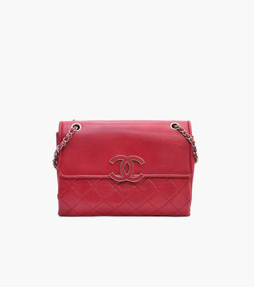 CHANEL Pink Leather Square Flap Shoulder Bag 11113 146374957