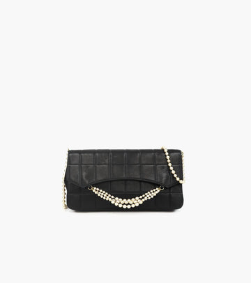 CHANEL Black Pearl Chain Shoulder Bag 6102 146377086