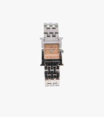 Hermes Beige H Hour Silver Watch 12085 146384385