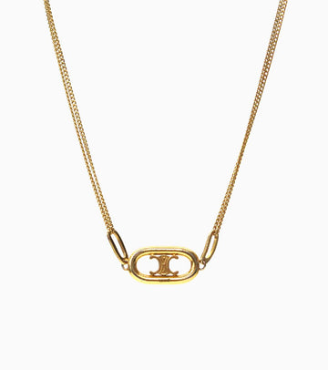 Celine Round Triomphe Gold Necklace 21658 146386787