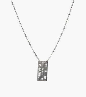 CHANEL Plate Silver Necklace 22570 146386774