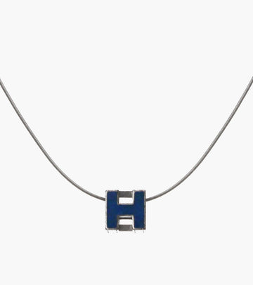 Hermes Blue Cage Silver Necklace 24668 146386749