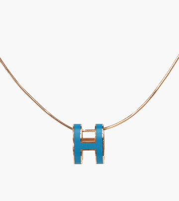 HERMES Blau Popahü Gold Halskette 32948 146386641