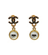 CHANEL Black CC Button Gold Earrings 36766 146784113 [P]