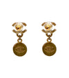 CHANEL Black CC Button Gold Earrings 36766 146784113 [P]
