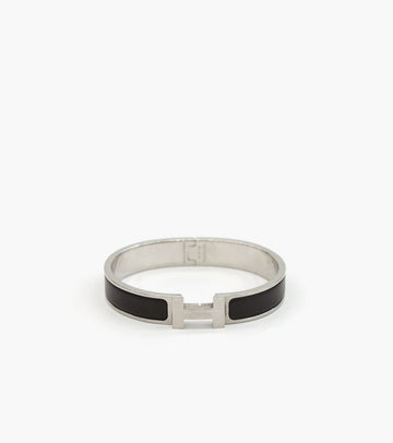 Hermes Click H Bracelet Black Silver 5478 146387012