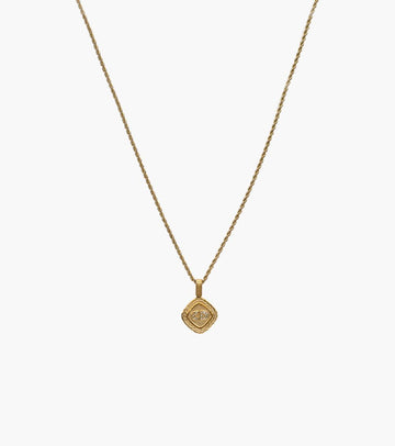 Dior Round Square Cubic CD Gold Necklace 5350 146385698