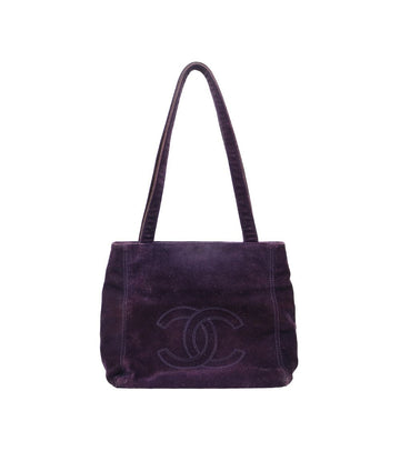 CHANEL Purple Suede Big CC Shoulder Bag 38236 147307771