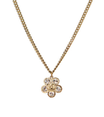 CHANEL Cubic Flower CC Gold Necklace 37730 147452489