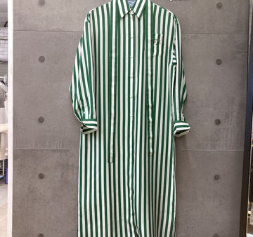 PRADA Gestreiftes Seidenkleid APD1 Grün H062318 148409506