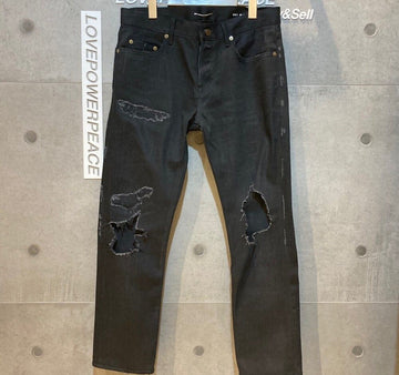 SAINT LAURENT ディストロイドハーフパンツ ブラック454707 31 148409904