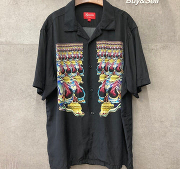 SUPREME Rayon-Bisque Skull Kurzarmhemd Schwarz F101810 148409916