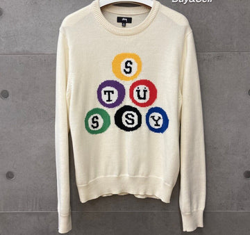 STUSSY Billiard Pullover Strick Naturweiß M02135 148410052