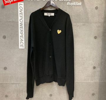 COMME DES GARCONS XL Play Goldheart Cardigan Schwarz E010709 148410235