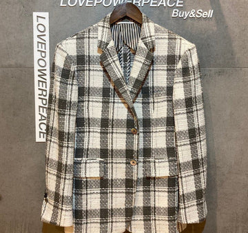 THOM BROWNE Tweed Check Blazer Grau C102702 148410361