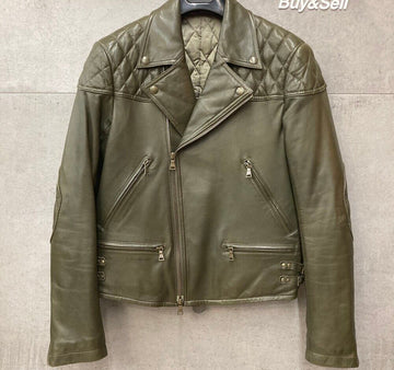 Paul Smith Lambskin Leather Rider Jacket Khaki MY00147 148410396