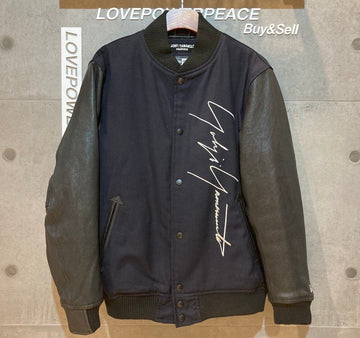 Yohji Yamamoto Yoji Yamamoto x New Era Leather Stadium Jacket Navy Black C090404 148410409