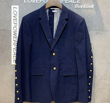 THOM BROWNE Sonderedition Seersucker Ankerknopf Blazer Navy B00926 148410459