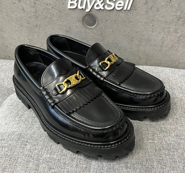 CELINE Triomphe Chain Marguerite Loafer Black 344893602C 37.5 148410523