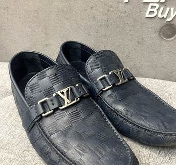 Louis Vuitton Damier Leather Driving Shoes Navy 8270 148410550