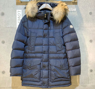 Moncler Kids Cluny Raccoon Fur Padded Jacket Navy D103102 148410586