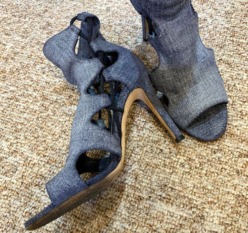 JIMMY CHOO Denim Offene Zehen High Heels 36.5 148576478