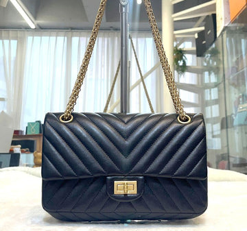 CHANEL Chevron Vintage 2.55 Bag Small Black Gilded 24th Generation F033001 148576554