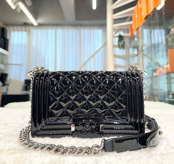 CHANEL Boy Patent Small Size Mini Black 20E021503 148576560