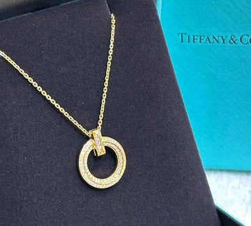 TIFFANY & CO Tiffany YG T1 Gelbkreis Pendant Pavé Diamant Halskette 0,24CT H052610 148576563