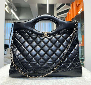 CHANEL 31 Tote Bag and Shoulder Bag Large Black Gold Hardware AS1010H101701 148576574