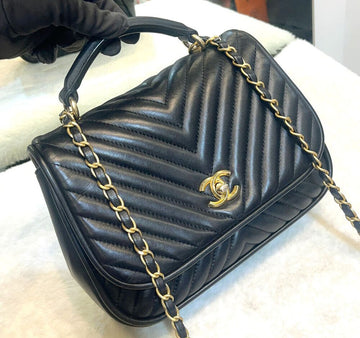 CHANEL 2way Chevron 2WAY Tote Bag & Crossbody Bag Schwarz Gold 23.Generation E082614 148576593
