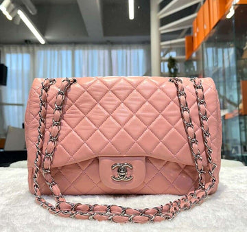 CHANEL クラシックラムスキンフラップバッグジャンボラージピンク・シルバー12番台H072209 148576613