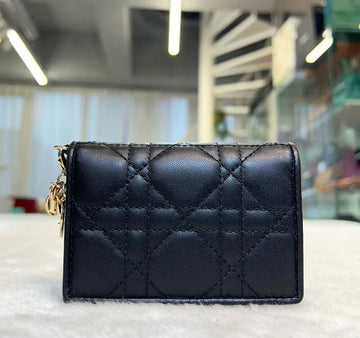 Dior Lambskin Cannage Cardholder Black Gold F033004 148576700