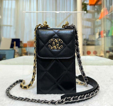 CHANEL WOC Nineteen Bag Phone Holder Mini Crossbody Bag Black AP1773 30 Series 148576740