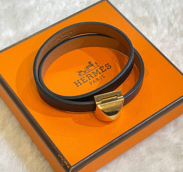 HERMES メドール ダブル ツアー ブレスレット ブラック金具E061608 148576825
