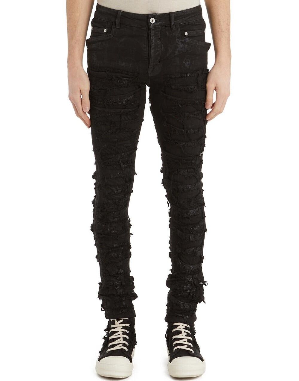 Rick Owens DRKSHDW TYRONE CUT Slashed Foil Coated Jeans 37937436