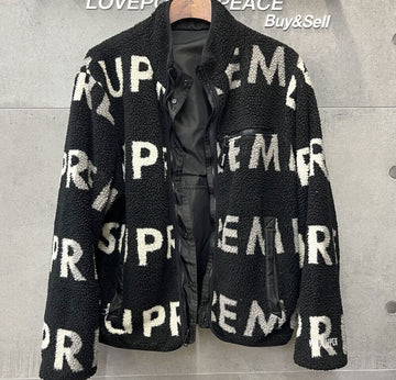 Supreme Reversible Fleece Jacket Black Love Power Piece 148410348