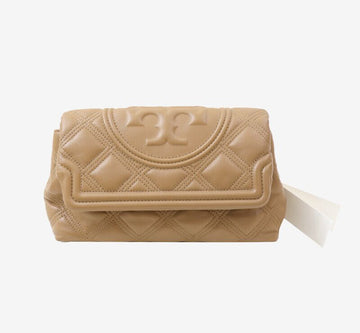 TORY BURCH Fleming Soft Leather Clutch Tiramisu 7756874315 149220946