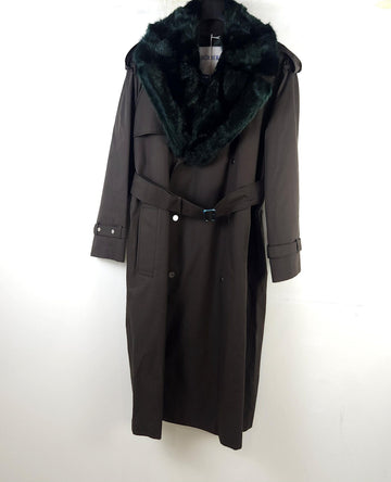 BURBERRY ファー付きコットンキャバーディントレンチコート12404 149280018
