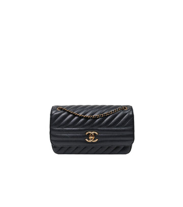 CHANEL Black Diagonal Chain Shoulder Bag 42546 149333651