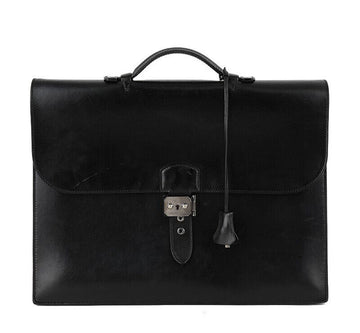 HERMES Sakadepeche 41 Schwarz mit Silberbeschlag 7223162626 75875428