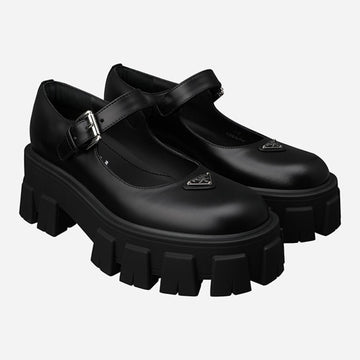 PRADA ブラッシュドレザー モノリス メリージェーンシューズ ブラック 1F080O B4L F0002 149484022