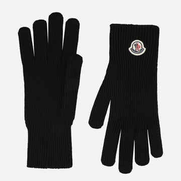 Moncler Wool Logo Gloves Black 3A00008 A9342 999 149514990