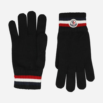 MONCLER 5F Dreistreifen Wollhandschuhe Schwarz 3A00010 A9575 999 149514997