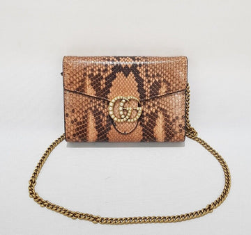 GUCCI Perlen Marmont Python Ketten-Umhängetasche 63387549